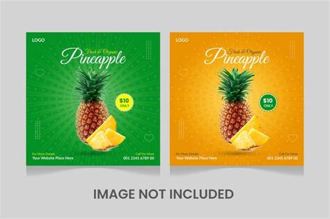 Premium Vector | Fruit instagram post design template