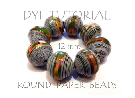 DIY Tutorial how to make round paper beads medium size 12mm