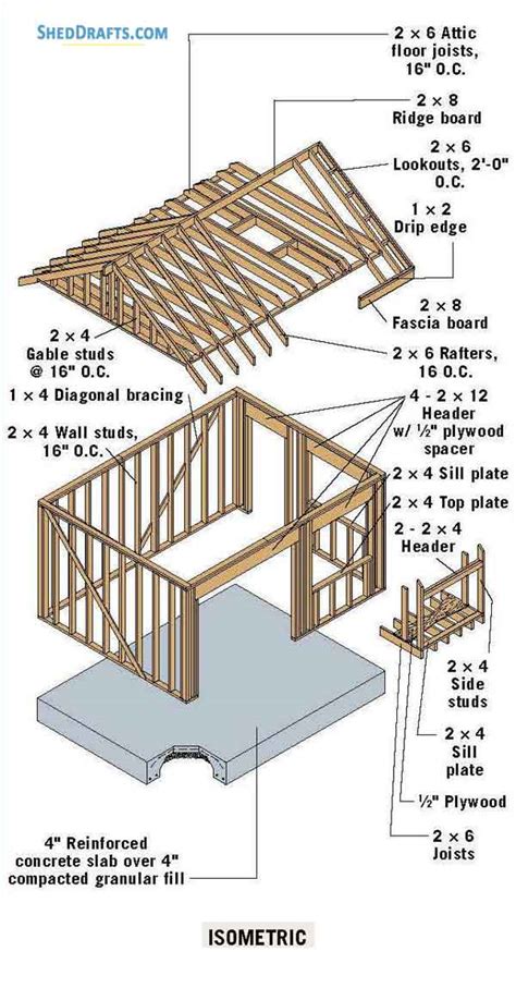 12×16 Gable Shed Building Plans With Loft