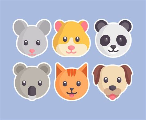 Cute Animal Faces Vector Vector Art & Graphics | freevector.com