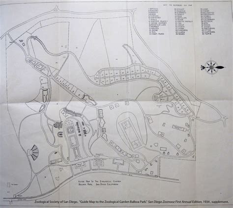 Guide Map to the Zoological Garden, Balboa Park, San Diego (1934) | San diego zoo, Zoological ...