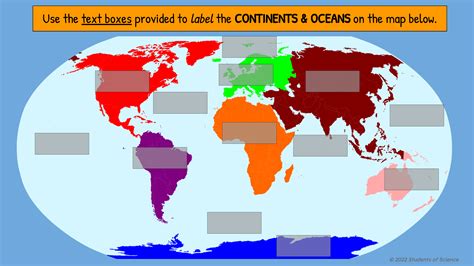 Study Map Of Continents And Oceans