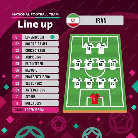 Premium Vector | Football championship 2022 Iran team line up poster in ...