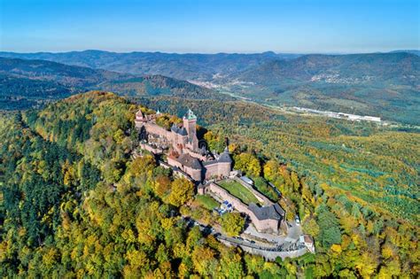 Aerial View of the Chateau Du Haut-Koenigsbourg in the Vosges Mountains. Alsace, France Stock ...