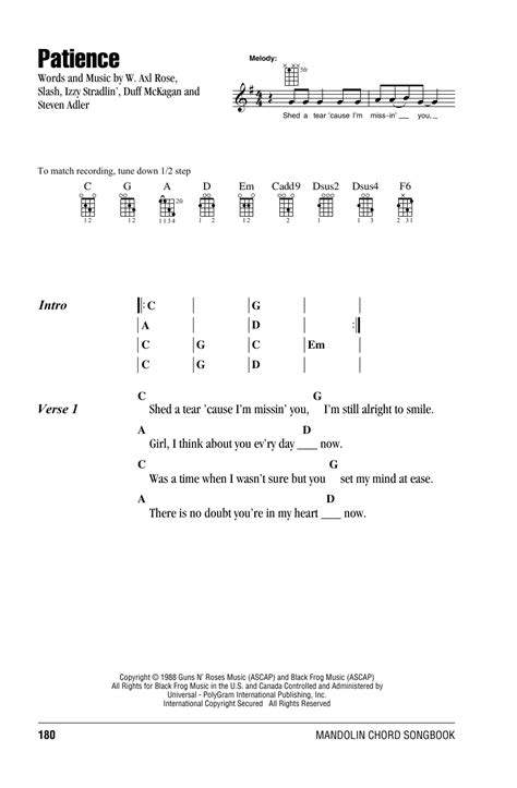 Patience by Guns N' Roses - Mandolin Chords/Lyrics - Guitar Instructor