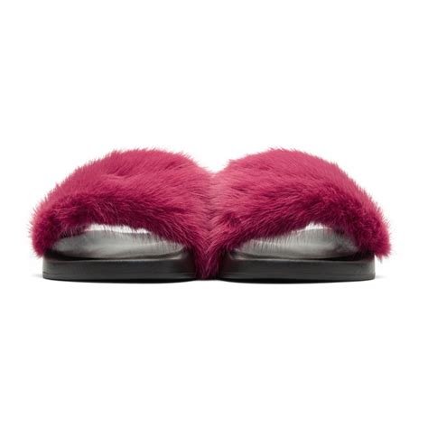 GIVENCHY Pink Mink Fur Slides | ModeSens