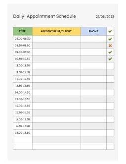 Free Appointment Minimalistic Schedule Template In Google Docs