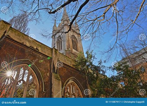 St Dunstan in the East Church Garden with a Sun Star in the Financial ...