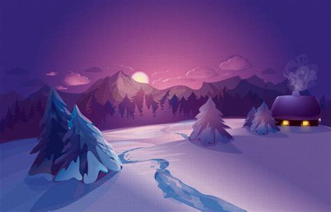 vector, Graphics, Sunrises, And, Sunsets, Scenery, Winter, Snow, Fir, Nature Wallpapers HD ...