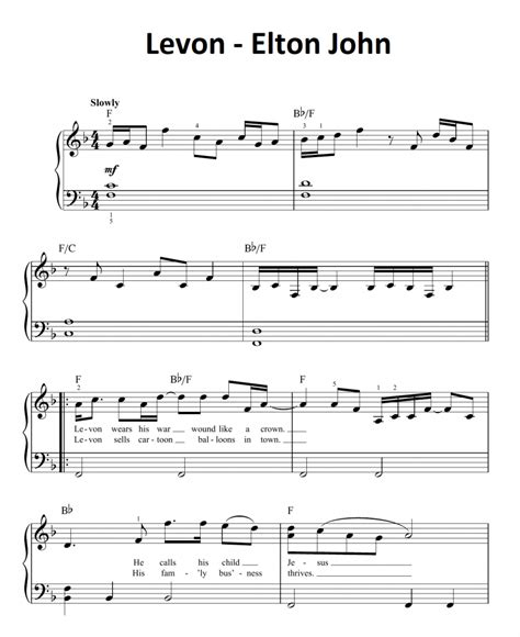 Levon - Elton John ♫ | Free piano sheets, Piano sheet music free, Piano sheet music