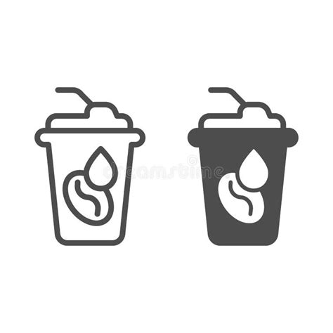 Coffee Cup with Cream Line Icon. Mug of Coffee with Foam Vector Illustration Isolated on White ...