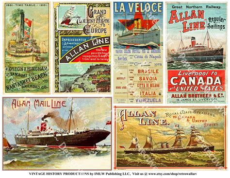 Steamship Posters and Timetable Covers Printed Sheet Allan | Etsy | Art collage wall, Art, Photo ...