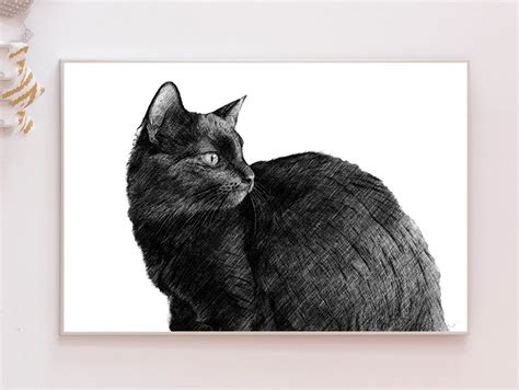 Black Cat Printable, Black Cat Artwork, Black Cat Print, Black Cat ...