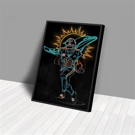 Tyreek Hill Poster Neon Effect Miami Dolphins NFL Canvas Wall Art Print ...