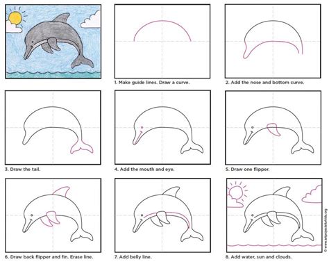 Draw a Dolphin · Art Projects for Kids | Dolphin art, Art drawings for kids, Kids art projects