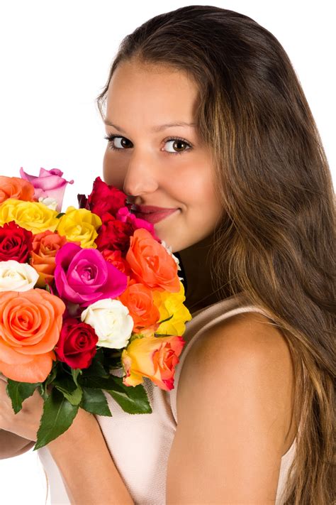 Woman With Flowers Bouquet Free Stock Photo - Public Domain Pictures