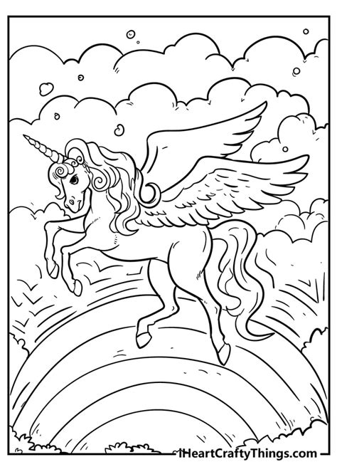 Realistic Winged Unicorn Coloring Pages