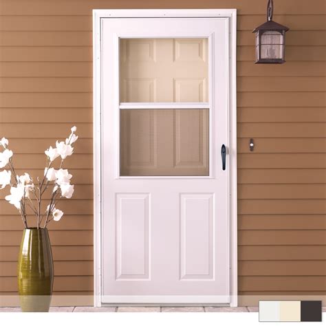 EMCO 34 x 80 in. 200 Series White Aluminum Anytime Storm Door Black ...