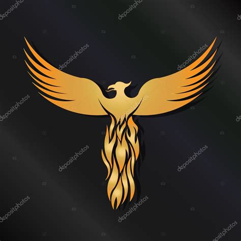 Golden Phoenix Bird logo — Stock Vector © deskcube #71816961