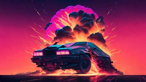 Delorean Retrowave Wallpaper 4k HD ID:11416