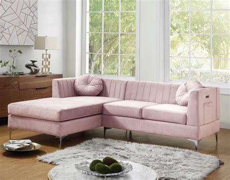 Destino Pink Velvet Modern Sectional