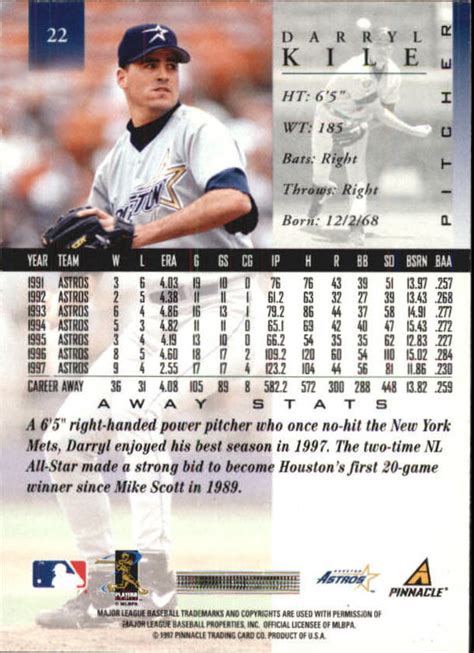 1998 Pinnacle Away Statistics Back Baseball Card Pick | eBay