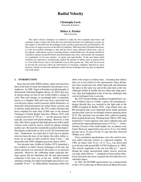 (PDF) Radial Velocity Techniques for Exoplanets