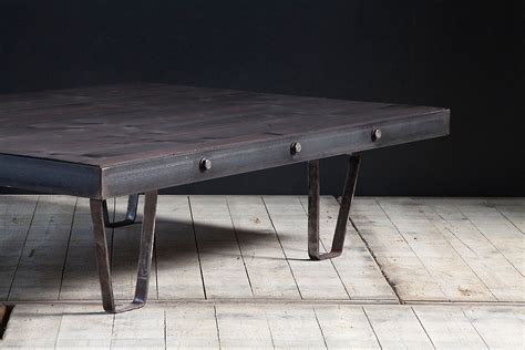 Custom made, industrial coffee table with bolted steel frame. Made to size. Guide price only.