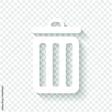 trash bin. simple icon. White icon with shadow on transparent ...