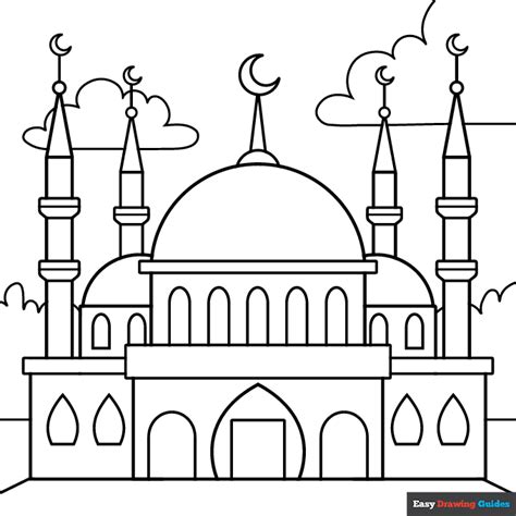 Mosque Coloring Page | Easy Drawing Guides