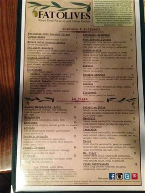 The Menu - note the prices - Picture of Fat Olives, Flagstaff - TripAdvisor