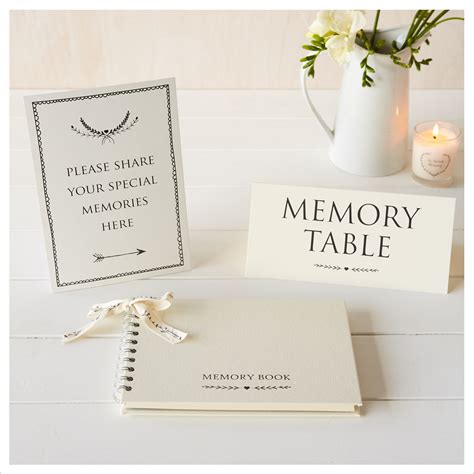 A5 Luxury Ivory Memory Book & 2 Sign Set for Funeral Memory Table ...