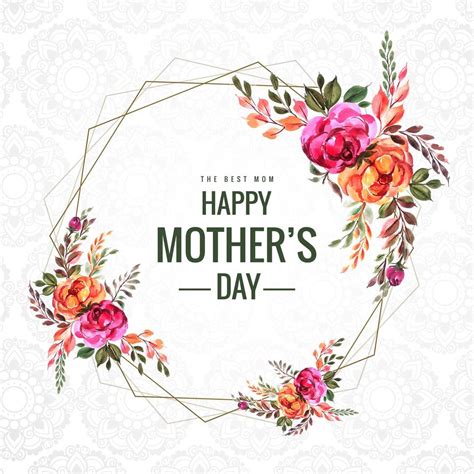 Happy Mother's Day flowers and geometric frame card 1045651 Vector Art ...