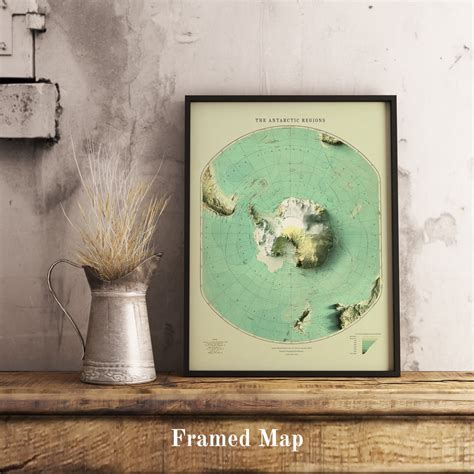 Antarctica Map Antartica 2D Relief Map Antarctica Vintage - Etsy