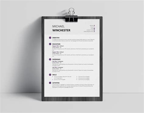 Free Minimalist Resume Template - FREE PRINTABLE TEMPLATES