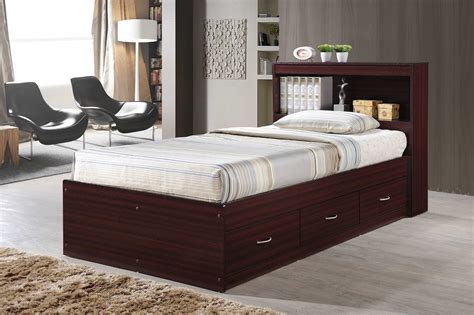 Skaghi Platform Bed with Drawers and Bookcase | Platform bed with ...