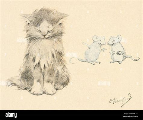 Cat and Mice Drawing Stock Photo - Alamy