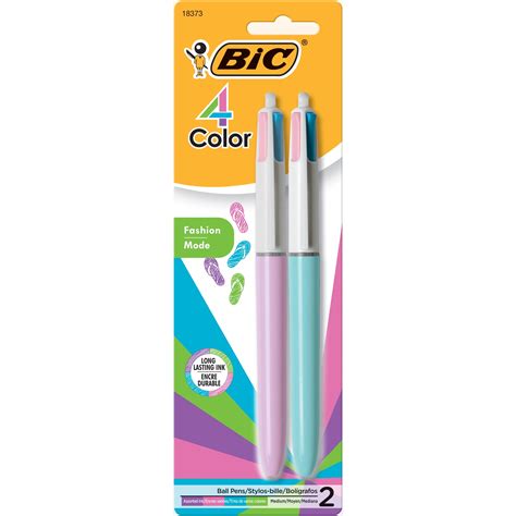 BIC 4 Color Fashion Ball Pen, Medium Point (1 mm), Assorted , 2 Count - Walmart.com