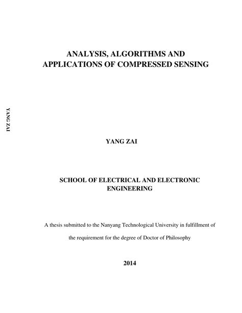 (PDF) Analysis, Algorithms and Applications of Compressed Sensing