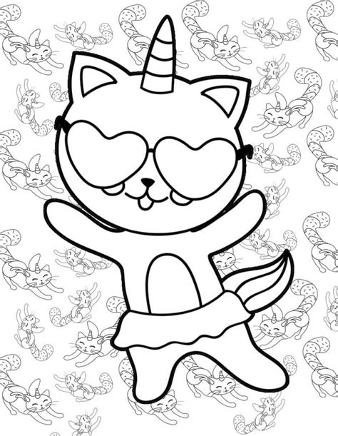 Amazing Unicorn Cat coloring page - Download, Print or Color Online for Free