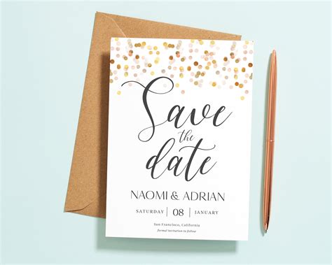 Wedding Save the Date Save the Date Cards Gold Save the - Etsy