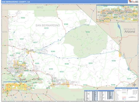 San Bernardino County, California Zip Code Wall Map | Maps.com.com