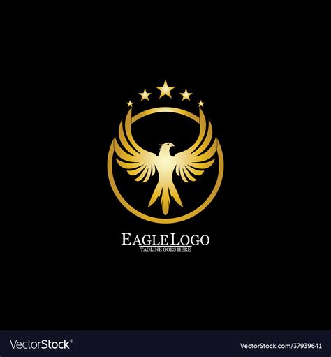 Golden eagle with circle logo design Royalty Free Vector