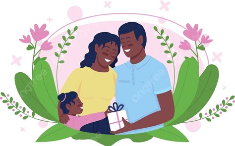 Vector Illustration Of A Joyful Flatstyle African American Family Celebrating Mothers Day Vector ...