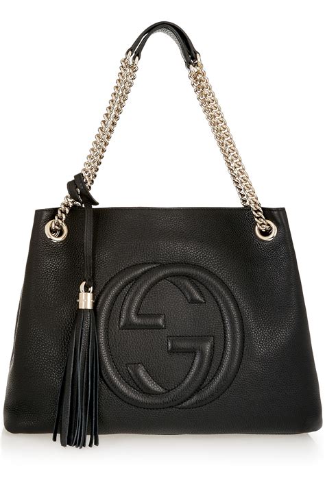 Gucci Soho Medium Textured-leather Shoulder Bag in Black - Lyst