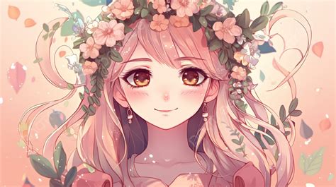 An Anime Girl In A Floral Crown Background, Kawaii Profile Pictures Background Image And ...