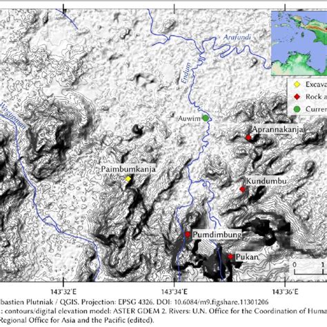 The Lower Sepik River Basin. Map also shows the location of rock art ...