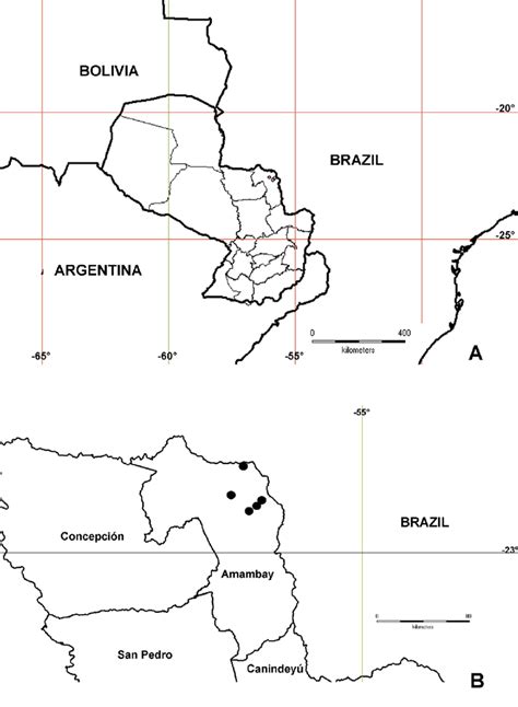 Geographic distribution of Mimosa schininii. A) Distribution in... | Download Scientific Diagram