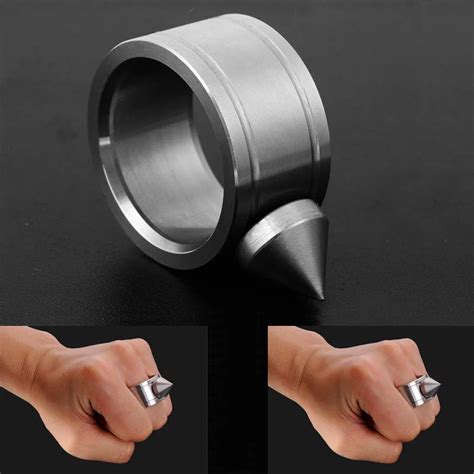 Stainless Steel Self defense Product Shocker Weapons Ring Survival Ring Tool Pocket Women Self ...