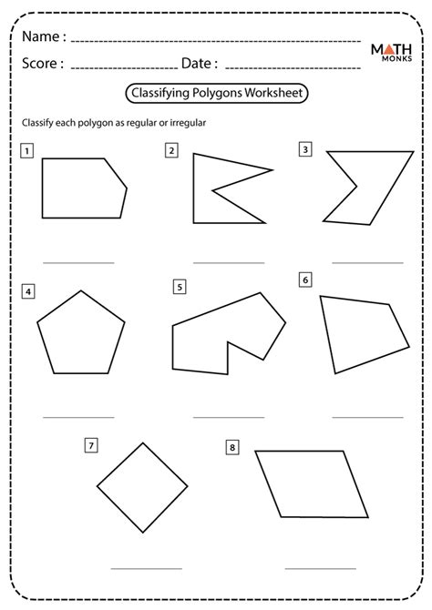 Classifying or Identifying Polygons Worksheets - Math Monks